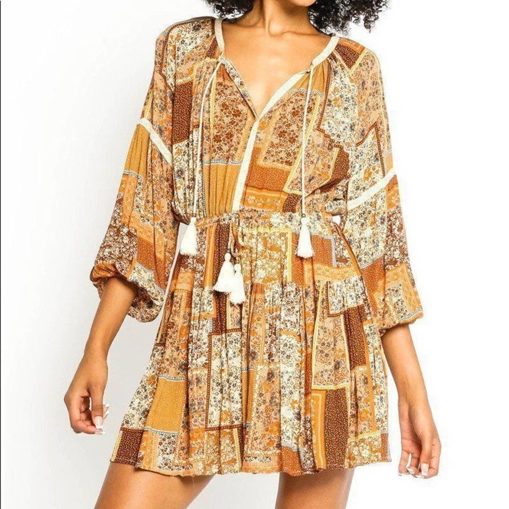 Olivaceous Bohopatchworkdress - image 3